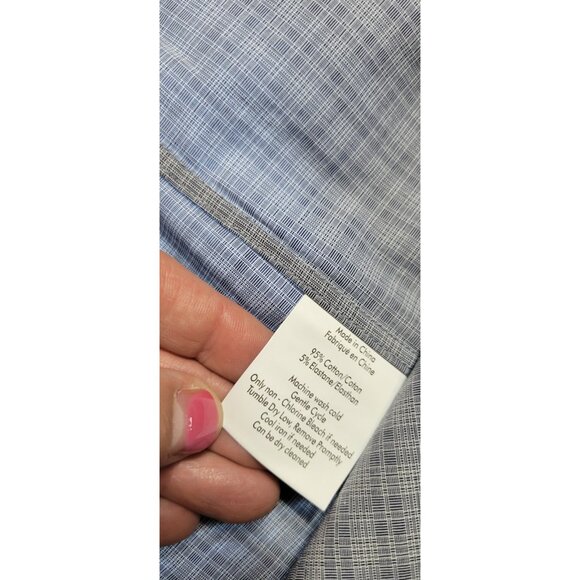 John Varvatos Regu Fit Dress Shirt Button Up Size 36/37 17 1/2 Plaid Royal Bl - Picture 12 of 16